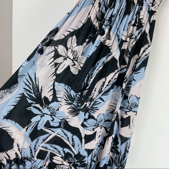 Free People Heat Wave Palm Print Maxi Dress Sz Medium Tiered Boho - Picture 9 of 16